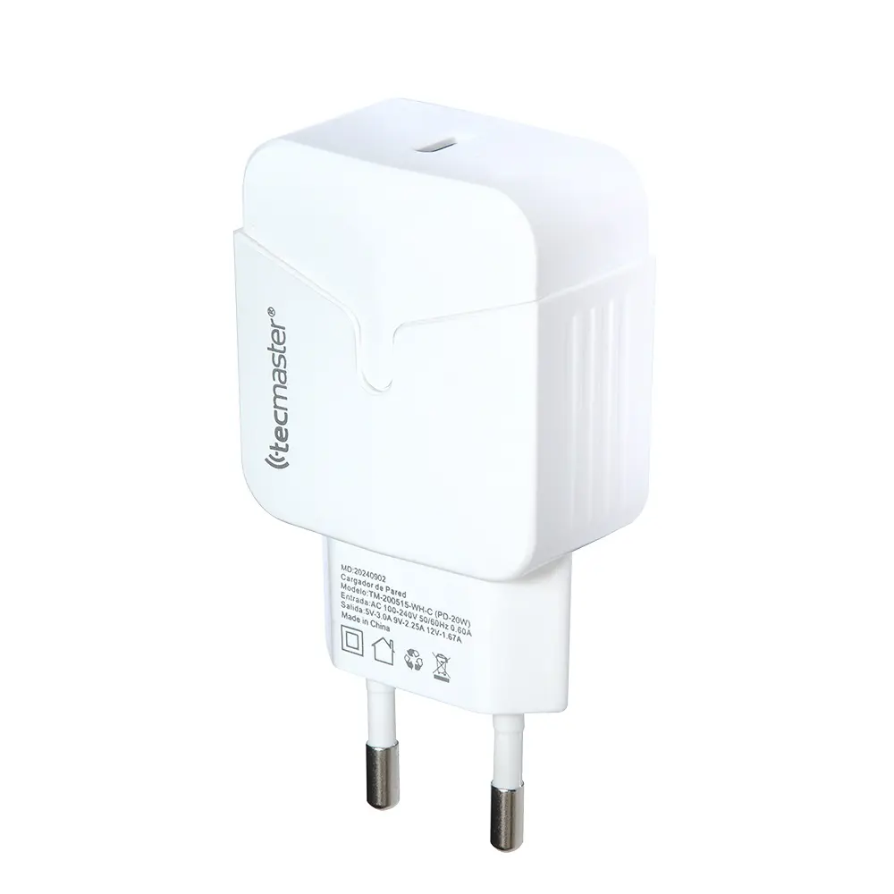 [CA-TEC-200515-QC-WHT] Cargador Tecmaster iPhone Type-C Lightning Quick Charge 20W
