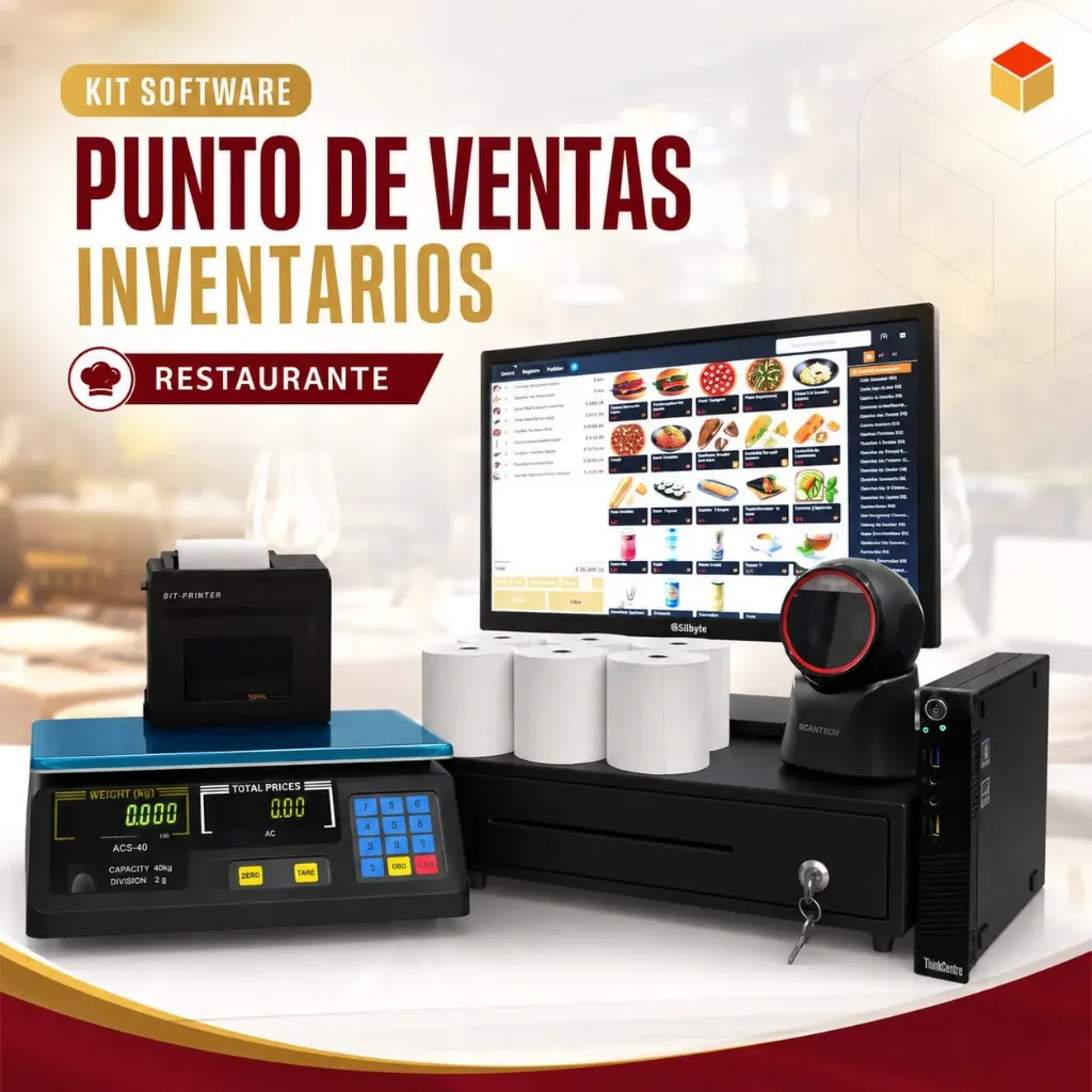 Set Restaurante Punto De Venta e Inventario Software | 2 Impresora 1 Balanza