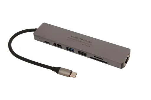 [PC-TEC-100550-7IN1-GRY] Docking Station Tecmaster 7en1 USB-C HDMI 4K PD 100W Aluminio