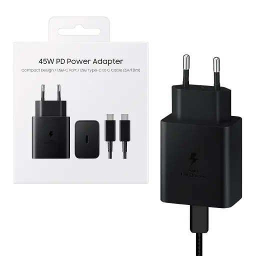 [CA-SAM-CRGSM010-45W-BLK] Cargador Samsung Compatible 45W USB-C Cable Carga Rápida